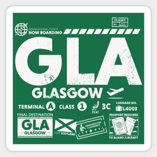 Vintage Glasgow GLA Airport Code Travel Day Retro Travel Tag Scotland Sticker